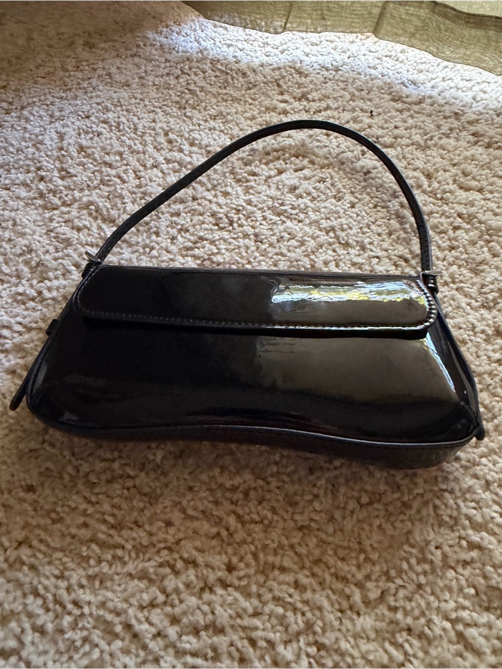 ZARA Black Patent Shoulder Bag